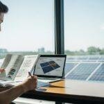 Solar panels TEAS passage study concept with student learning renewable energy