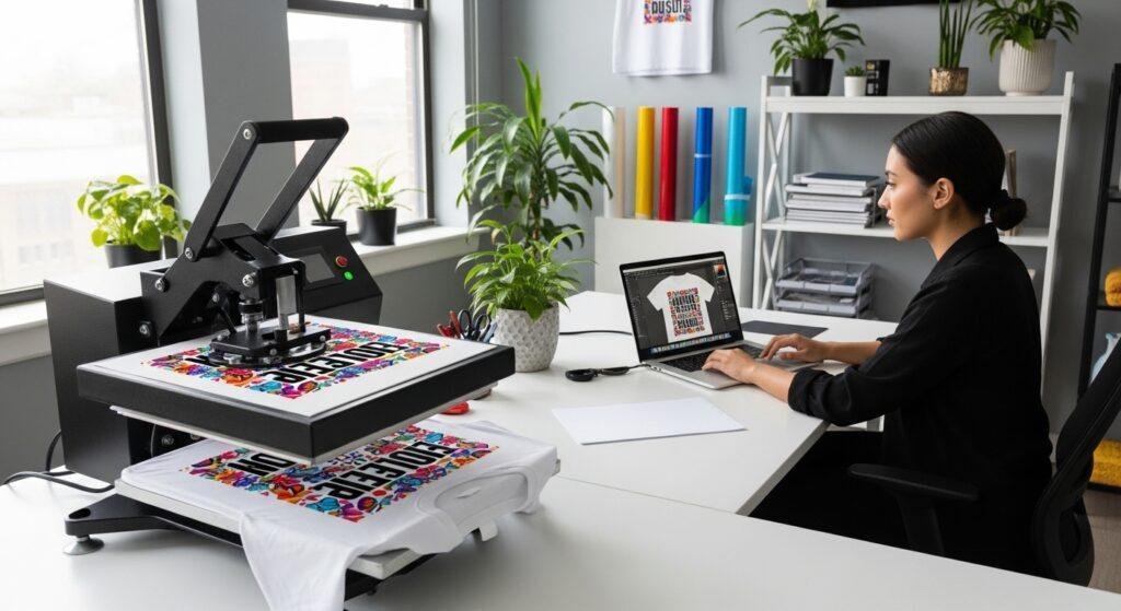 Advanced shirt design using heat transfer vinyl and heat press machine