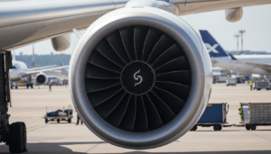 Alt text: Close-up of Airbus A350 jet engine illustrating anti-ice system technology related to Delta Flight DL275 diversion